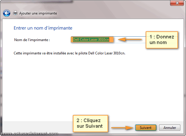 Installation imprimante réseau sur Windows 7