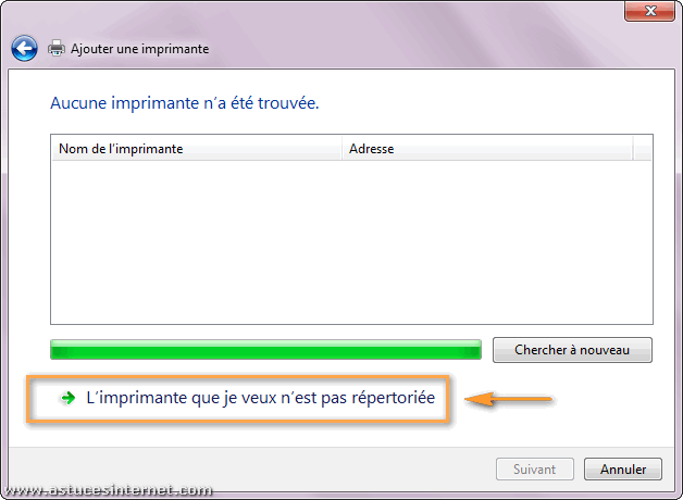 Installation imprimante réseau sur Windows 7