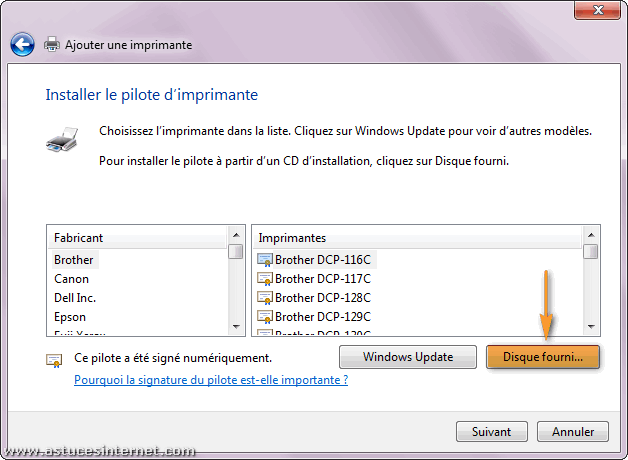 Installation imprimante réseau sur Windows 7