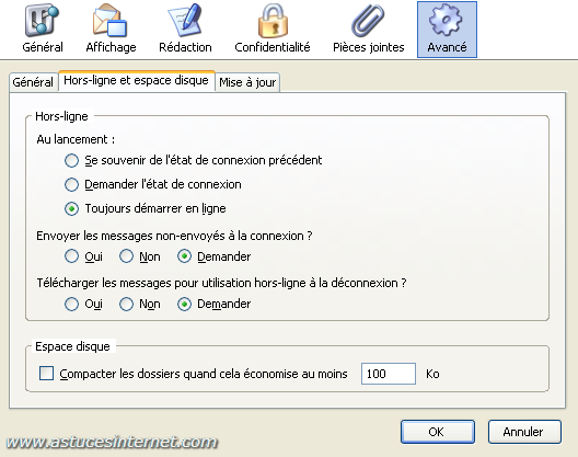 Thunderbird : Menu option - avanc�