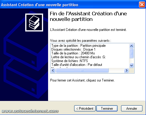 formatage de la partition