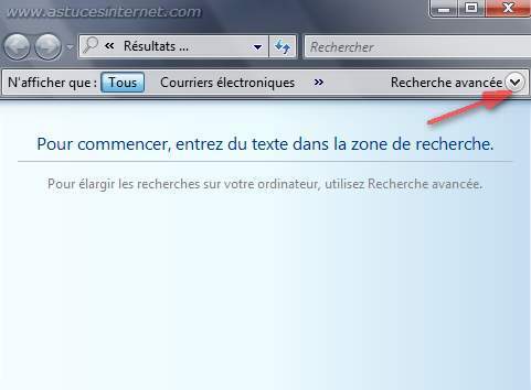 Recherche avanc�e avec Windows Vista