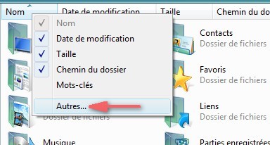 Affichage de la liste des filtres