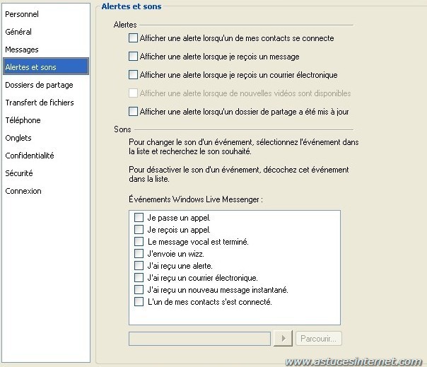 option de windows live messenger