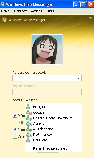 interface de windows live messenger