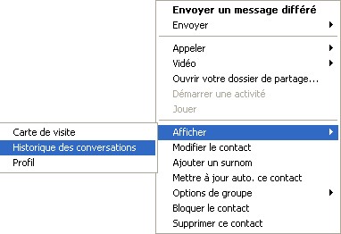 afficher les historiques de conversation