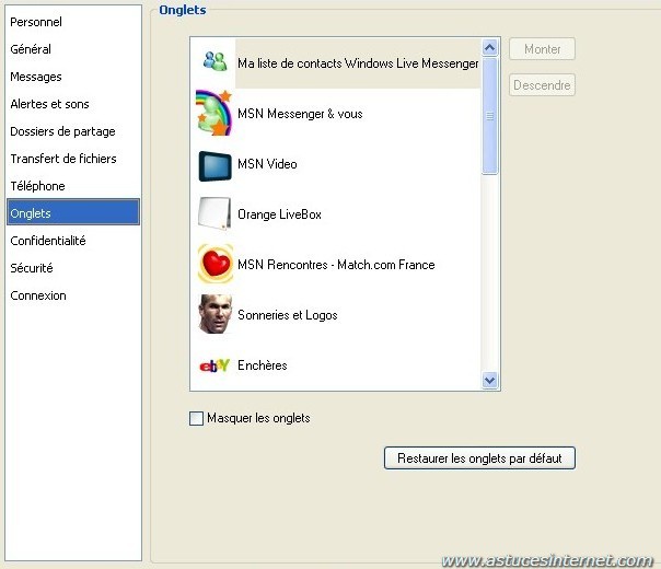 option de windows live messenger