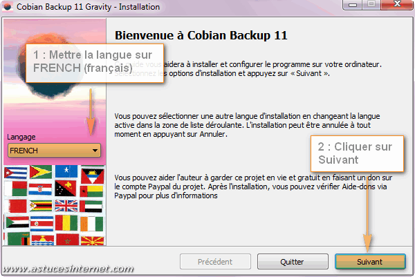 Installation Cobian Backup