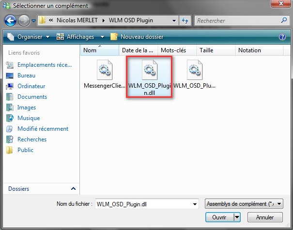 Activation du plug in WLM-OSD