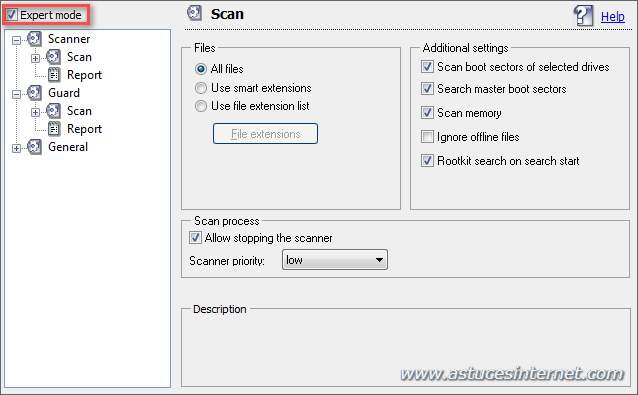 Antivir : Panneau de configuration