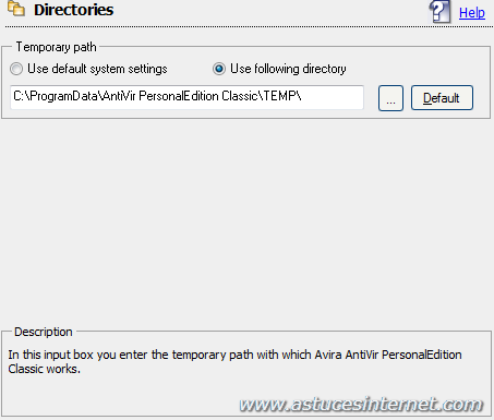 Antivir : Menu option General