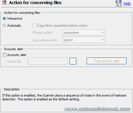 Antivir : Menu option Scanner