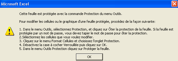 Format cellule : protection