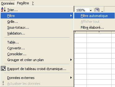 Option de filtrage automatique