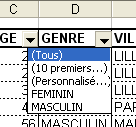 Filtrer une colonne