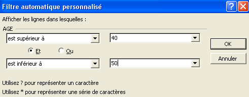 Filtrage personnalisé