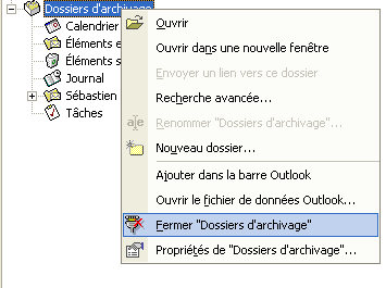 Déconnecter un fichier PST