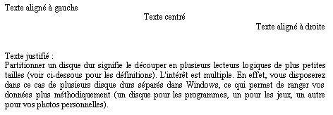 Alignement du texte
