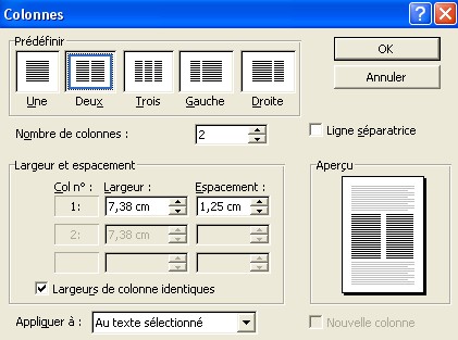 Format colonne