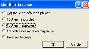 Modifier la casse