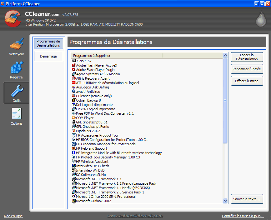Outils de CCleaner