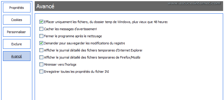 Paramétrage de CCleaner