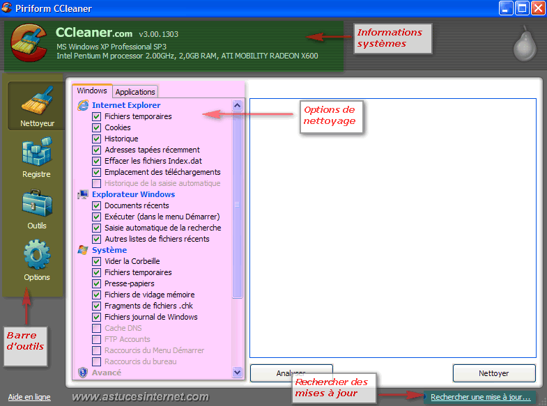 Interface de CCleaner