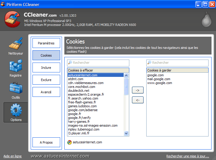 CCleaner Paramétrage