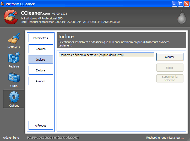 CCleaner Paramétrage