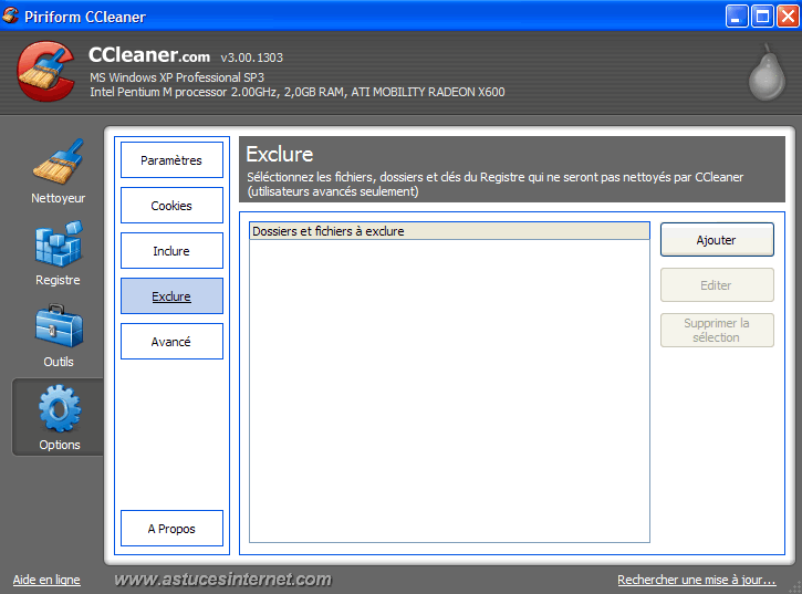 CCleaner Paramétrage