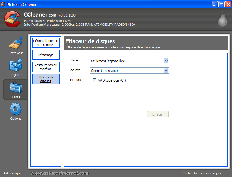 CCleaner : Outils