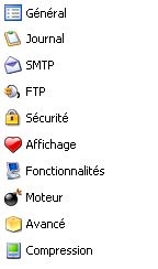 Menu option de Cobian Backup