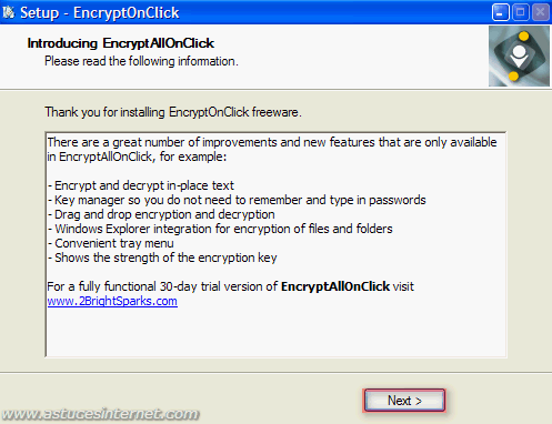 EncryptOnClick : Installation