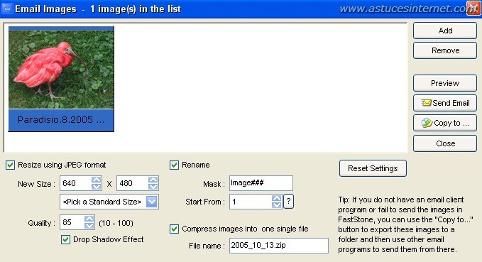 Envoyer un Email avec FastStone