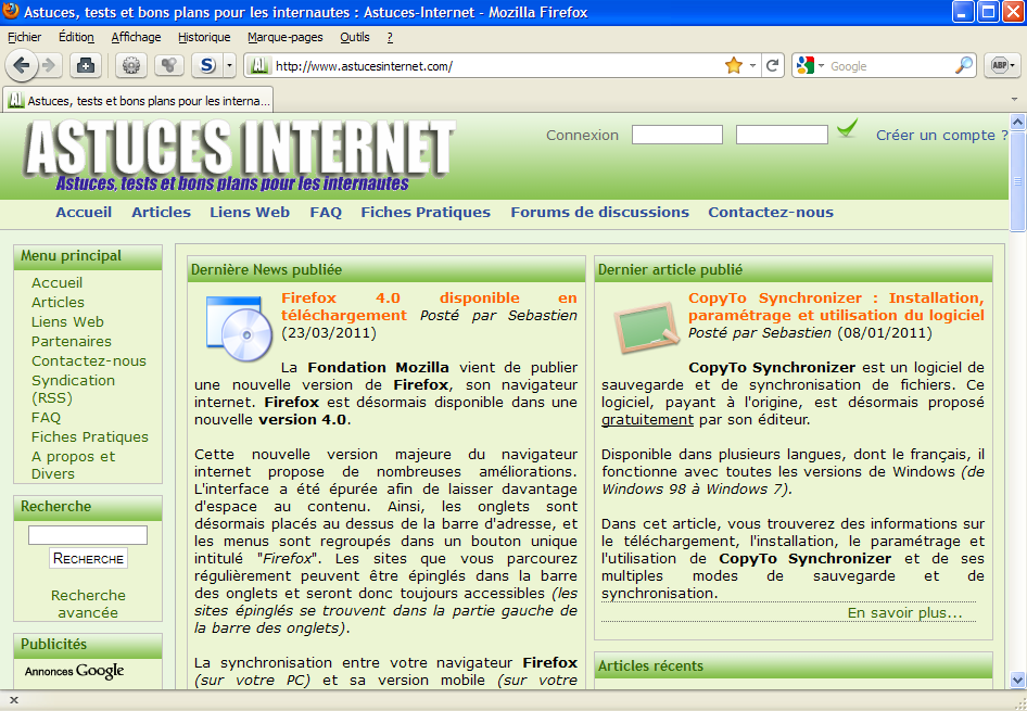 Interface de Firefox 4