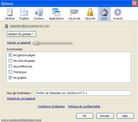 Configuration de Sync