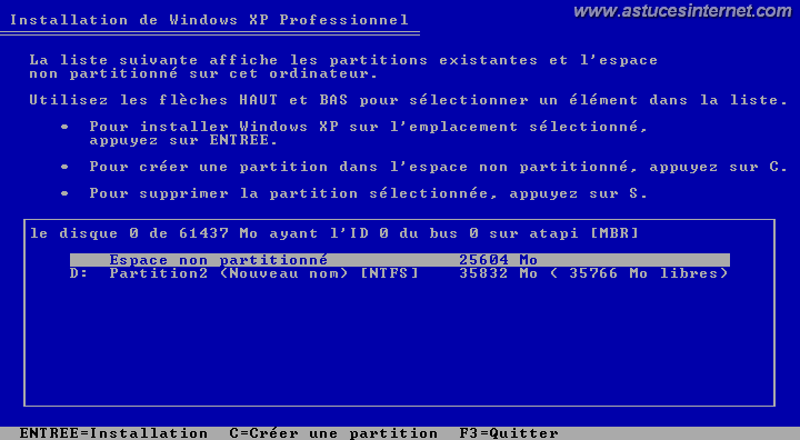 Re-création de la partition système