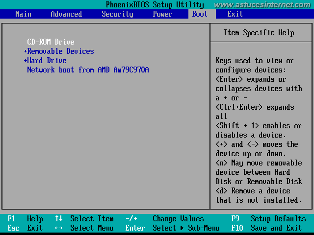 BIOS : menu BOOT