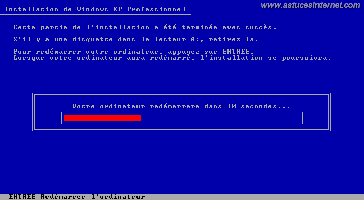 Installation de Windows (redemarrage)
