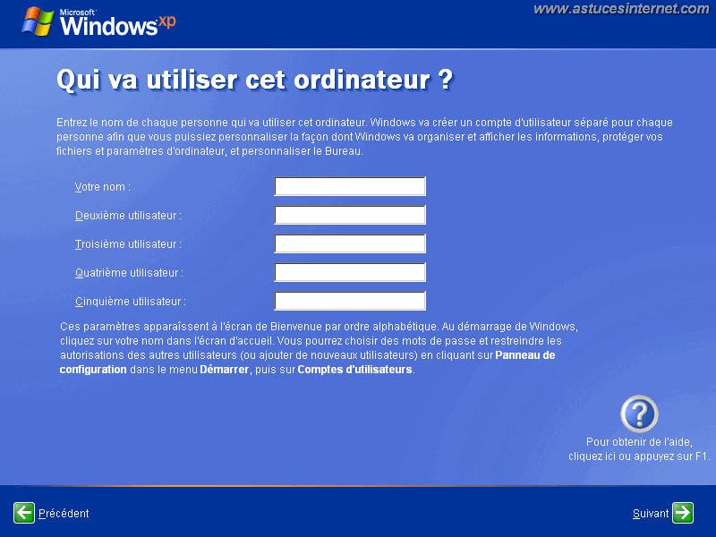 Installation de Windows