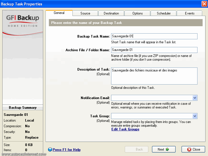 GFI Backup 2009 : Backup