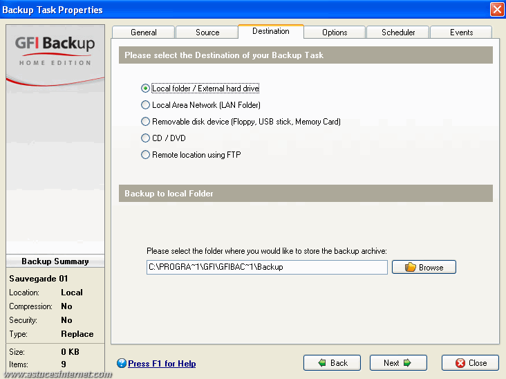 GFI Backup 2009 : Backup