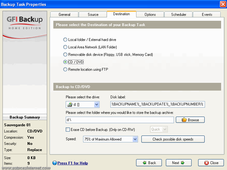 GFI Backup 2009 : Backup