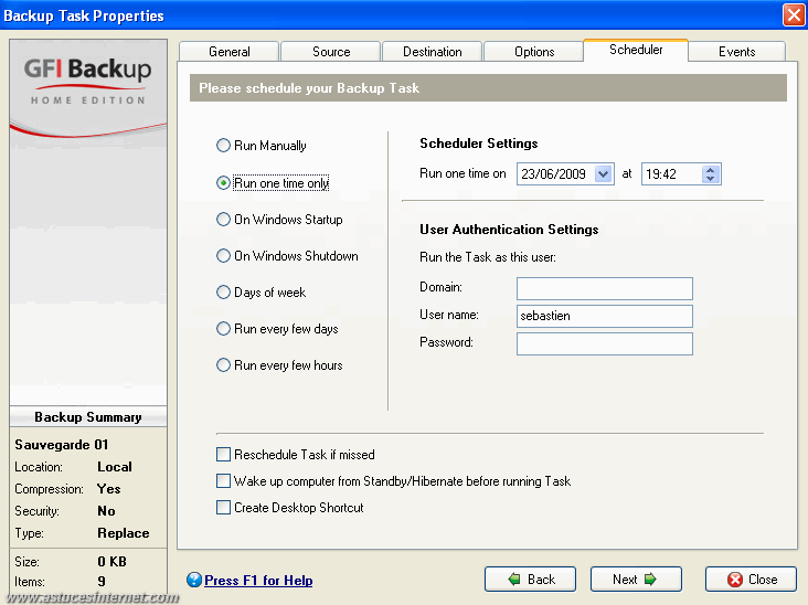 GFI Backup 2009 : Backup