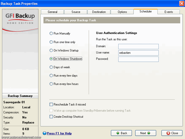GFI Backup 2009 : Backup
