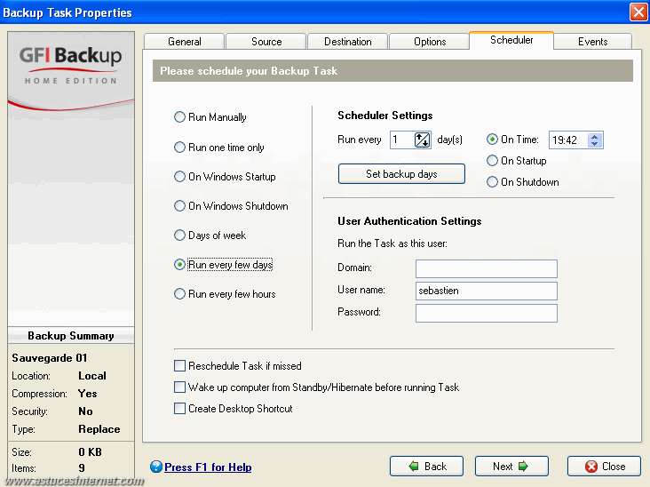 GFI Backup 2009 : Backup