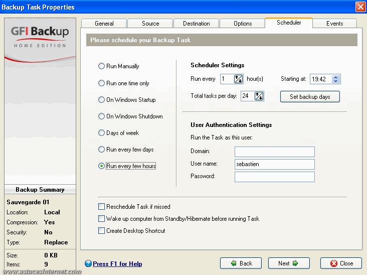 GFI Backup 2009 : Backup