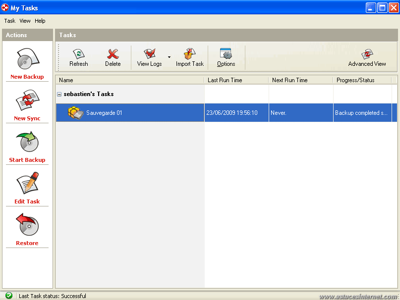 GFI Backup 2009 : My Tasks