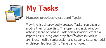 GFI Backup 2009 : My Tasks