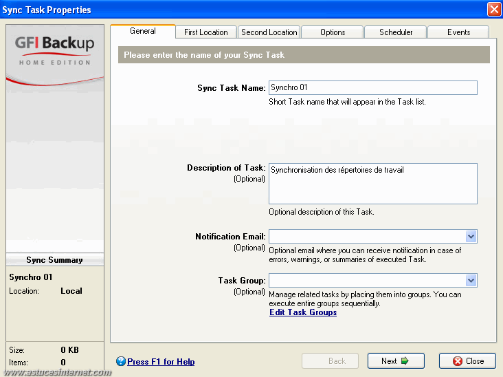 GFI Backup 2009 : Sync